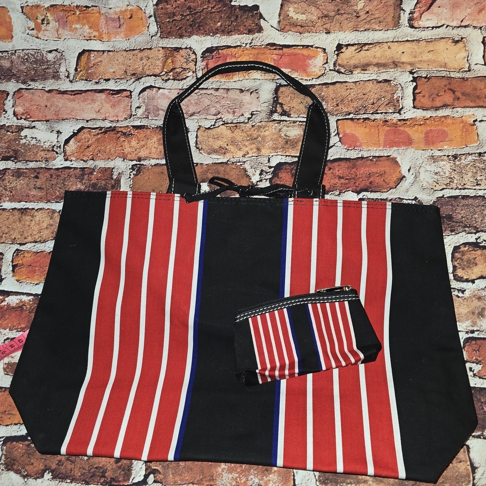 Striped Red and Black Tote Bag - Picture 7 of 7